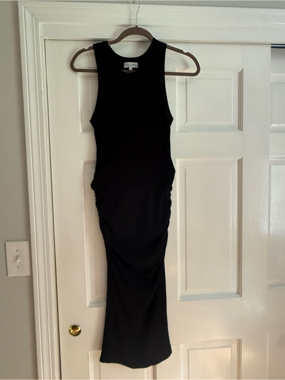 Michael Stars Wren Black Sleeveless Ruched Maxi Dress